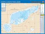 North and South Twin Lakes (Vilas County), Wisconsin  Waterproof Map (Fishing Hot Spots)