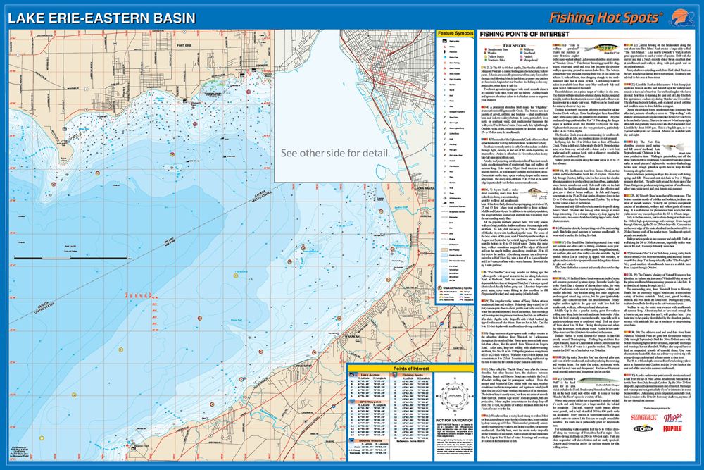 Lake Erie Western Basin Map, GPS Points, Waterproof Detailed Lake Map -  #L127 by Fishing Hot Spots