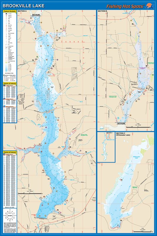 Brookville Lake, Indiana Waterproof Map (Fishing Hot Spots