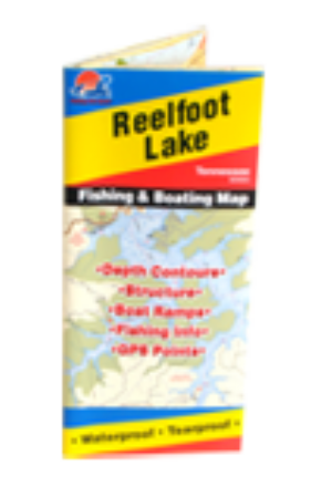 Reelfoot Lake Detailed Fishing Map, GPS Points, Waterproof, Depth