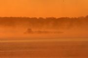 Wheeler Lake&nbsp;MIsty Sunrise with Barge