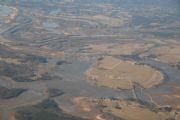 Weiss Lake Aerial of Coosa River delta area frozen on Weiss Lake