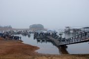 Lake Hartwell&nbsp;Saturday morning - Boats leaving for a day of fishing competition