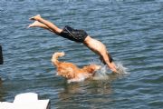 Lake Martin&nbsp;Levi and Eric Lambdin taking a dive.